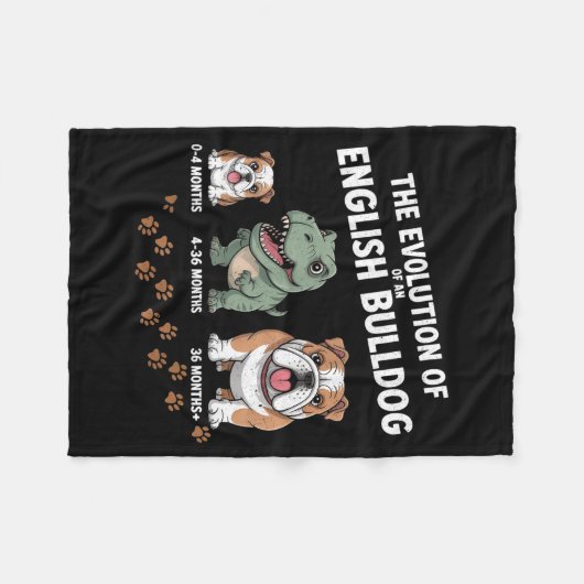 The Evolution Of An English Bulldog Funny  Fleece Deken (Voorkant (Horizontaal))