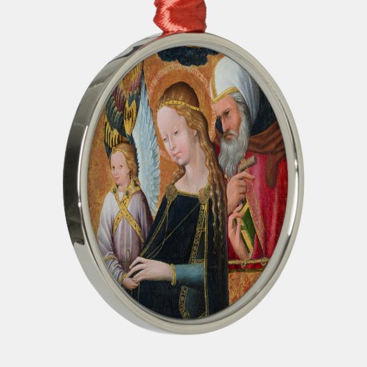 The Expectant Madonna with Saint Joseph Round Metalen Ornament (Rechts)