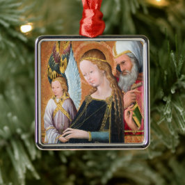 The Expectant Madonna with Saint Joseph Square Metalen Ornament