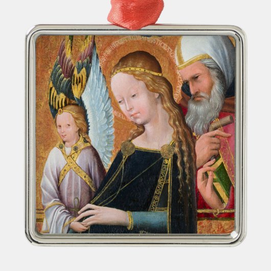 The Expectant Madonna with Saint Joseph Square Metalen Ornament (Voorkant)