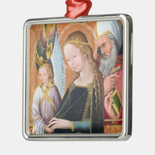 The Expectant Madonna with Saint Joseph Square Metalen Ornament (Links)