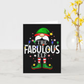 The Fabulous Elf Christmas Family Pajama Party  Kaart (Gele Bloem)