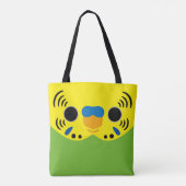 The face of a normal female budgie tote bag (Achterkant)