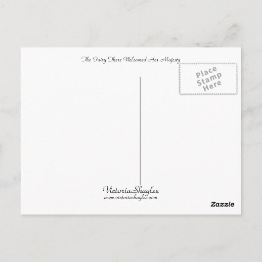 The Fairy Daar verwelkomde Hare Majesteit Briefkaart (Achterkant)