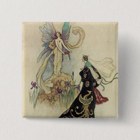 The Fairy Daar verwelkomde Hare Majesteit Vierkante Button 5,1 Cm (Voorkant)