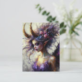 The Fairy in Purple with Horns on Her Head Briefkaart (Staand voorkant)