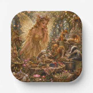 The Fairy's Enchanted Woodland Feast Papieren Bordje