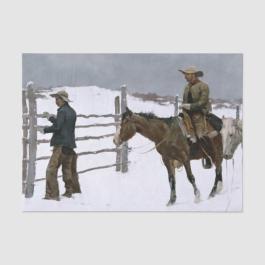 ”The Fall of the Cowboy” door Frederic Remington Tissuepapier (Voorkant)