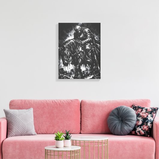 The Fallen Knight van BurnsInHell Canvas Afdruk (Insitu (Woonkamer))