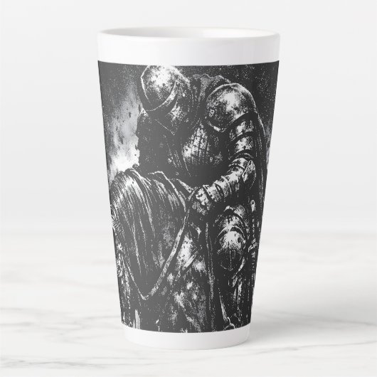 The Fallen Knight van BurnsInHell Latte Mok (Voorkant)