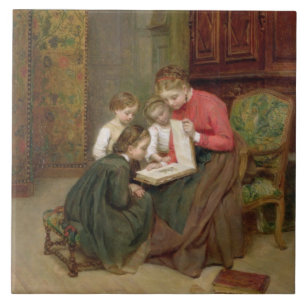 The Family Album, 1869 (olie op canvas) Tegeltje