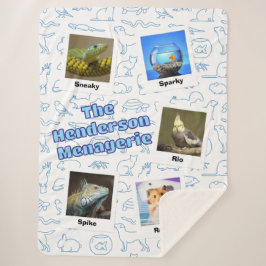 The Family Menagerie – Mixed Pet Custom Photo D Sherpa Deken
