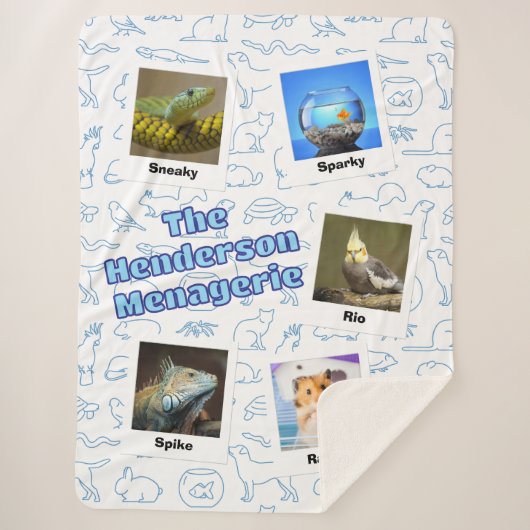 The Family Menagerie – Mixed Pet Custom Photo D Sherpa Deken (Voorkant)