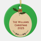 The Family Name Christmas 2025 Elegant Script  Keramisch Ornament (Voorkant)