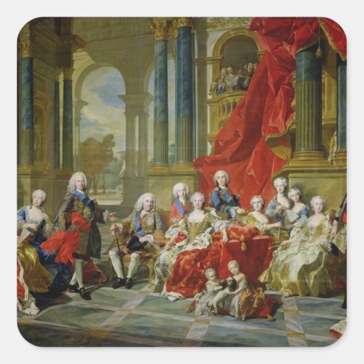 The Family of Philip V, 1743 (olie op canvas) Vierkante Sticker (Voorkant)
