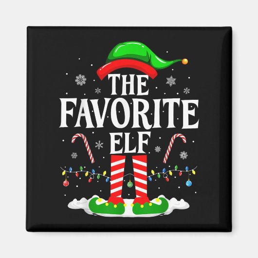 The Favorite Elf Funny Xmas Matching Family Christ Magneet (Voorkant)