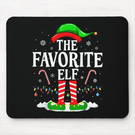 The Favorite Elf Funny Xmas Matching Family Christ Muismat (Voorkant)