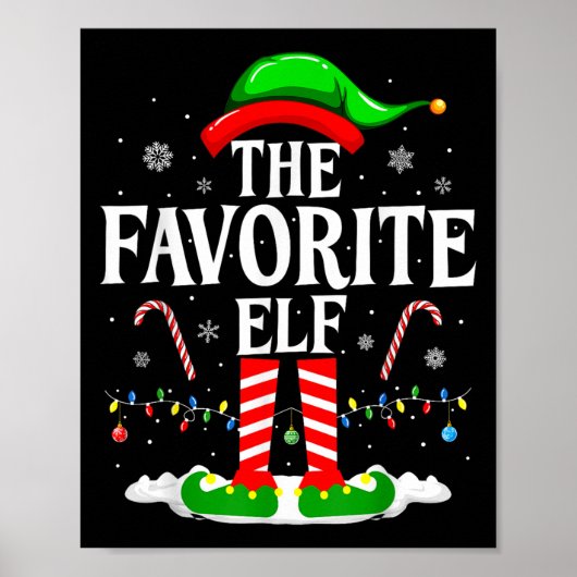The Favorite Elf Funny Xmas Matching Family Christ Poster (Voorkant)