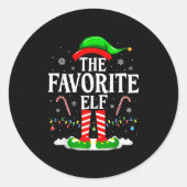 The Favorite Elf Funny Xmas Matching Family Christ Ronde Sticker (Voorkant)