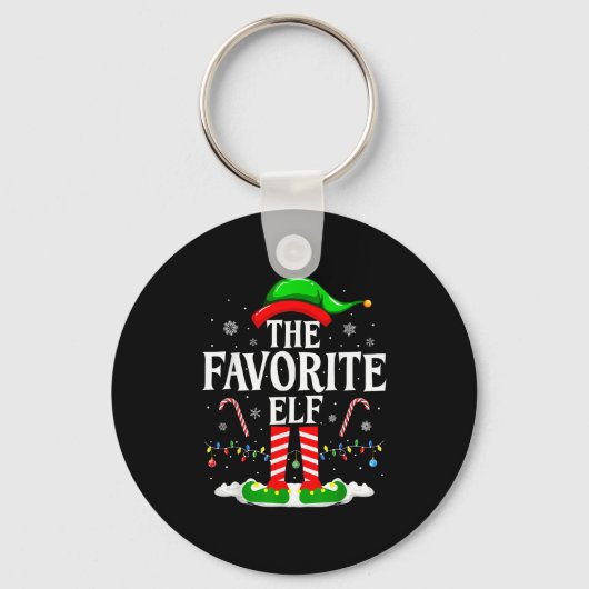 The Favorite Elf Funny Xmas Matching Family Christ Sleutelhanger (Voorkant)