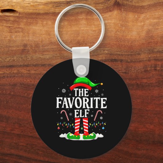 The Favorite Elf Funny Xmas Matching Family Christ Sleutelhanger (Voorkant)