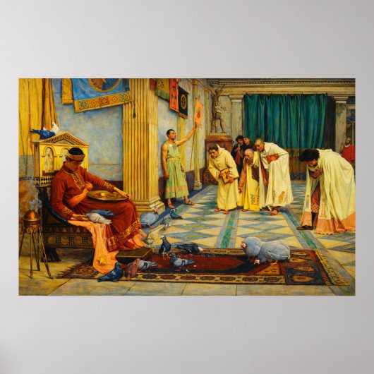 The favourites of Emperor Honorius by Waterhouse Poster (Voorkant)