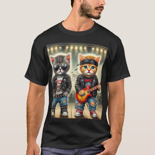 The Feline Charm: Guardians of Mysteries en Affe v T-shirt (Voorkant)