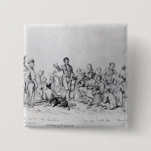 The Field Preacher, 1837 Vierkante Button 5,1 Cm (Voorkant)