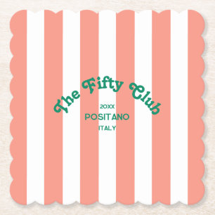 The Fifty Club Peach Beach Stripe 50e Verjaardag Kartonnen Onderzetters