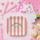 The Fifty Club Pink Cabana Stripe 50th Birthday  Papieren Bordje (Feest)