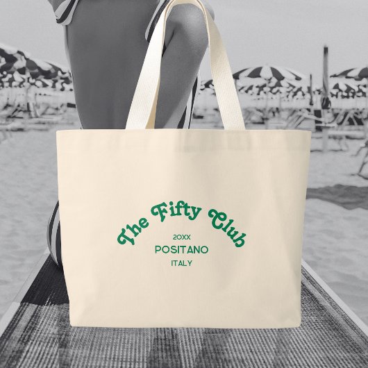 The Fifty Club Retro Green Custom Crest Grote Tote Bag