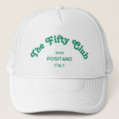 The Fifty Club Retro Green Custom Crest White  Trucker Pet (Voorkant)