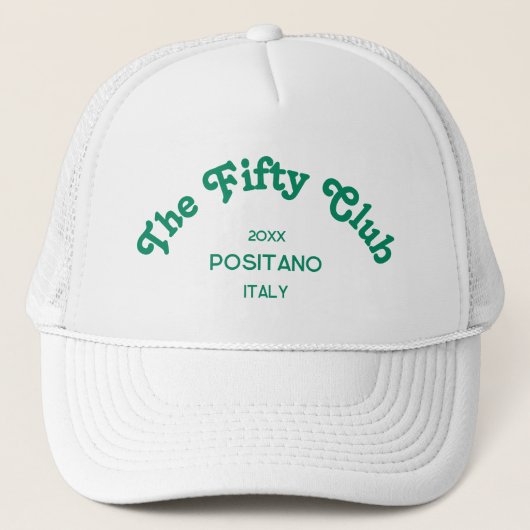 The Fifty Club Retro Green Custom Crest White Trucker Pet (Voorkant)