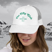 The Fifty Club Retro Green Custom Crest White Trucker Pet