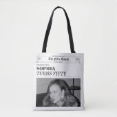 The Fifty Times Newspaper 50th Birthday Party Tote Bag (Voorkant)
