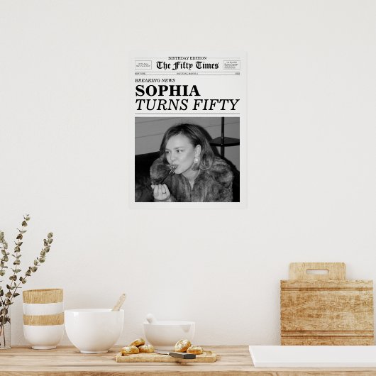 The Fifty Times Newspaper 50th Birthday Poster (Keuken)