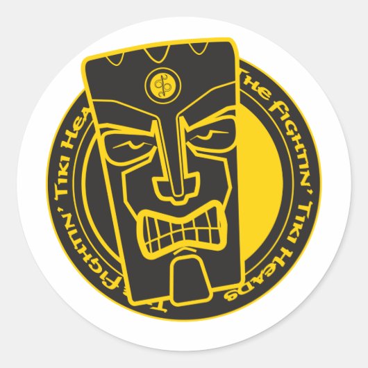 The Fightin' Tiki Heads B&Y Ronde Sticker (Voorkant)