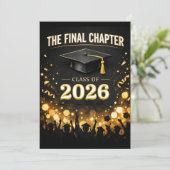 The Final Chapter Elegant Graduation Party Custom Kaart (Staand voorkant)