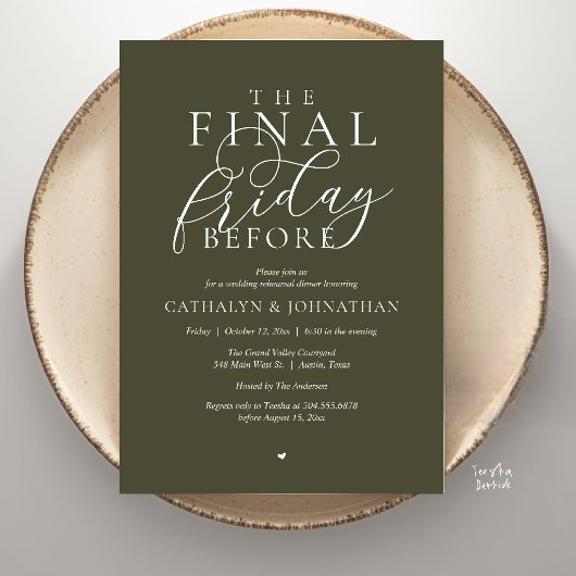 “The Final Friday Before” Klasse diner ter afsluit Kaart