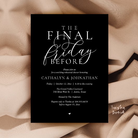 “The Final Friday Before” Klasse diner voor de rep Kaart