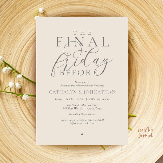“The Final Friday Before” Klasse diner voor de rep Kaart