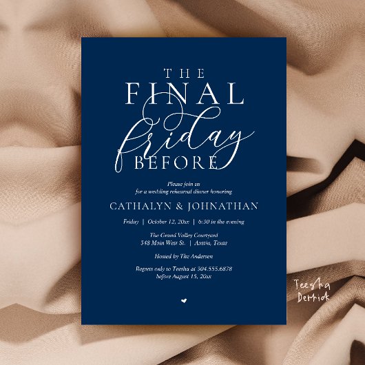 “The Final Friday Before” Klasse diner voorafgaand Kaart