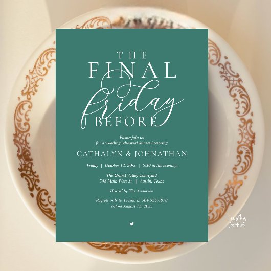 “The Final Friday Before” Klasse diner voorafgaand Kaart