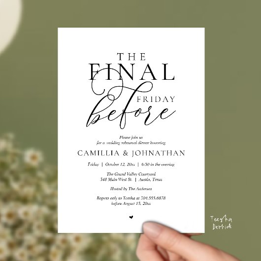 “The Final Friday Before” Romantisch Oefendiner Kaart