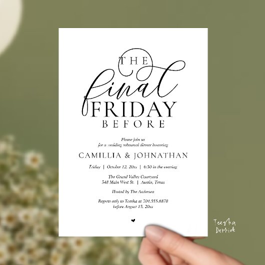 “The Final Friday Before” Romantisch Oefendiner Kaart