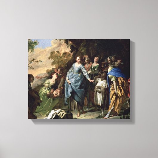 The Finding of Moses, c.1650-56 (olie op canvas) Canvas Afdruk (Voorkant)