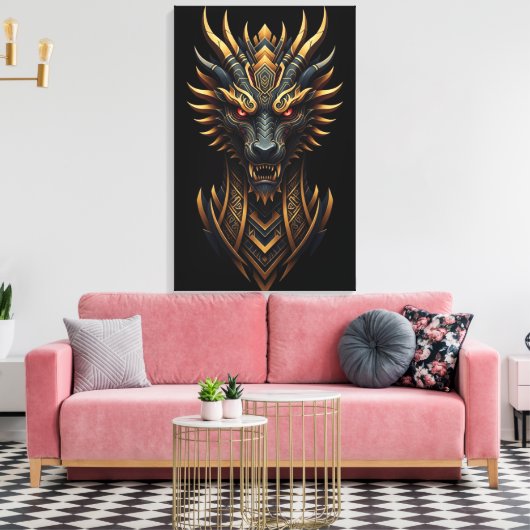 The Fire Guardian – Abstract Dragon Canvas Afdruk (Insitu (Woonkamer))