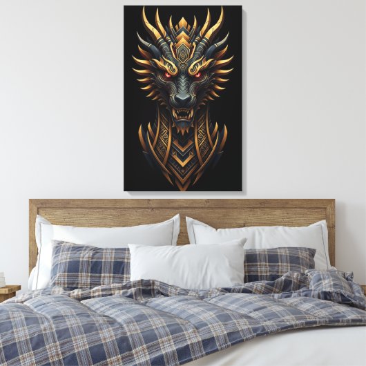 The Fire Guardian – Abstract Dragon Canvas Afdruk (Insitu (Slaapkamer))