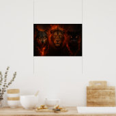 The Fire Trio – Lion, Wolf, and Panther Power Art Poster (Keuken)