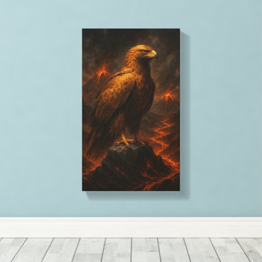 The Fireborn Eagle: Rise Through Chaos Canvas Afdruk (Insitu (Houten vloer))